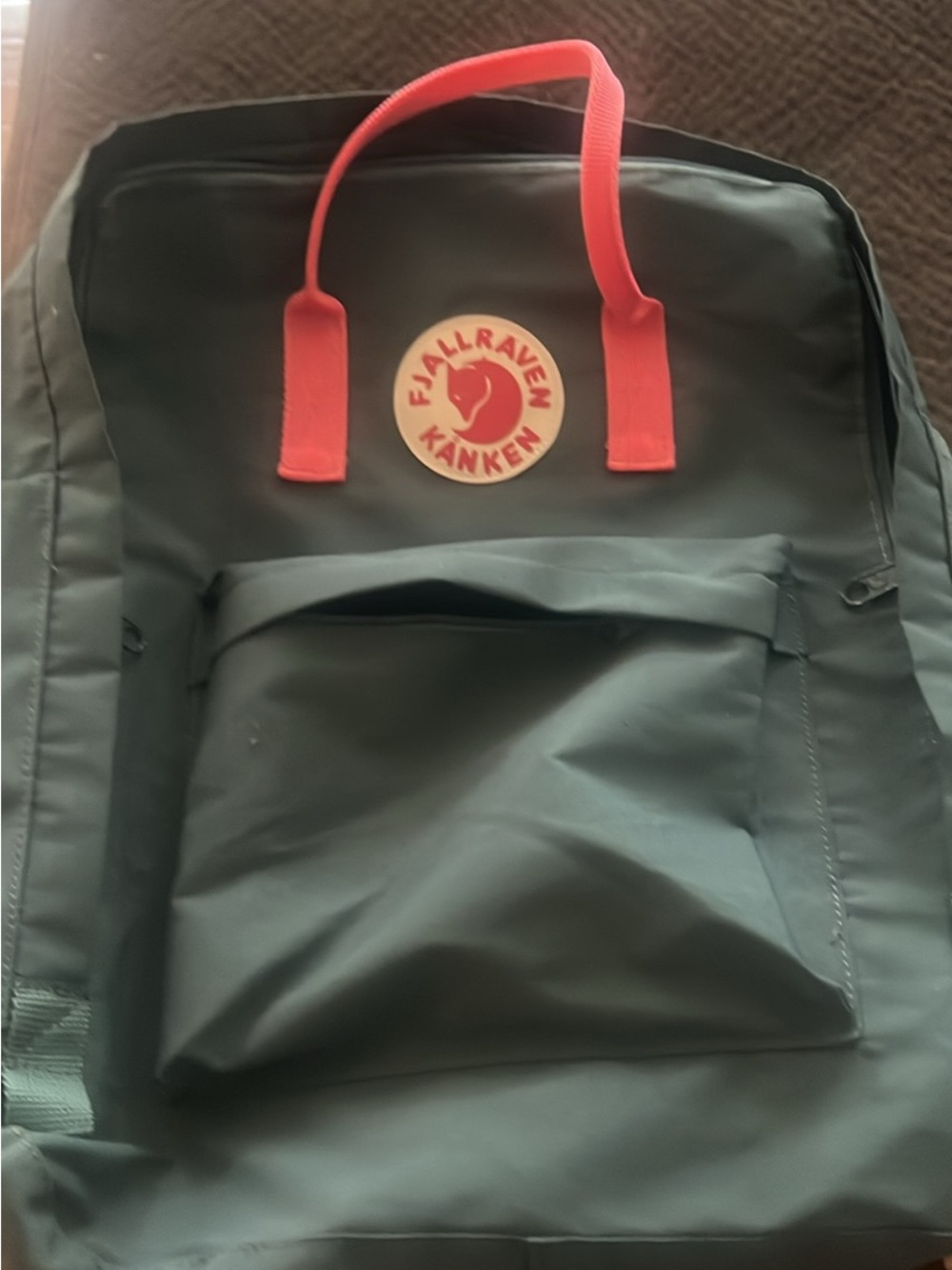 Fjallraven Kånken Backpack in Dark Green with Red Accents